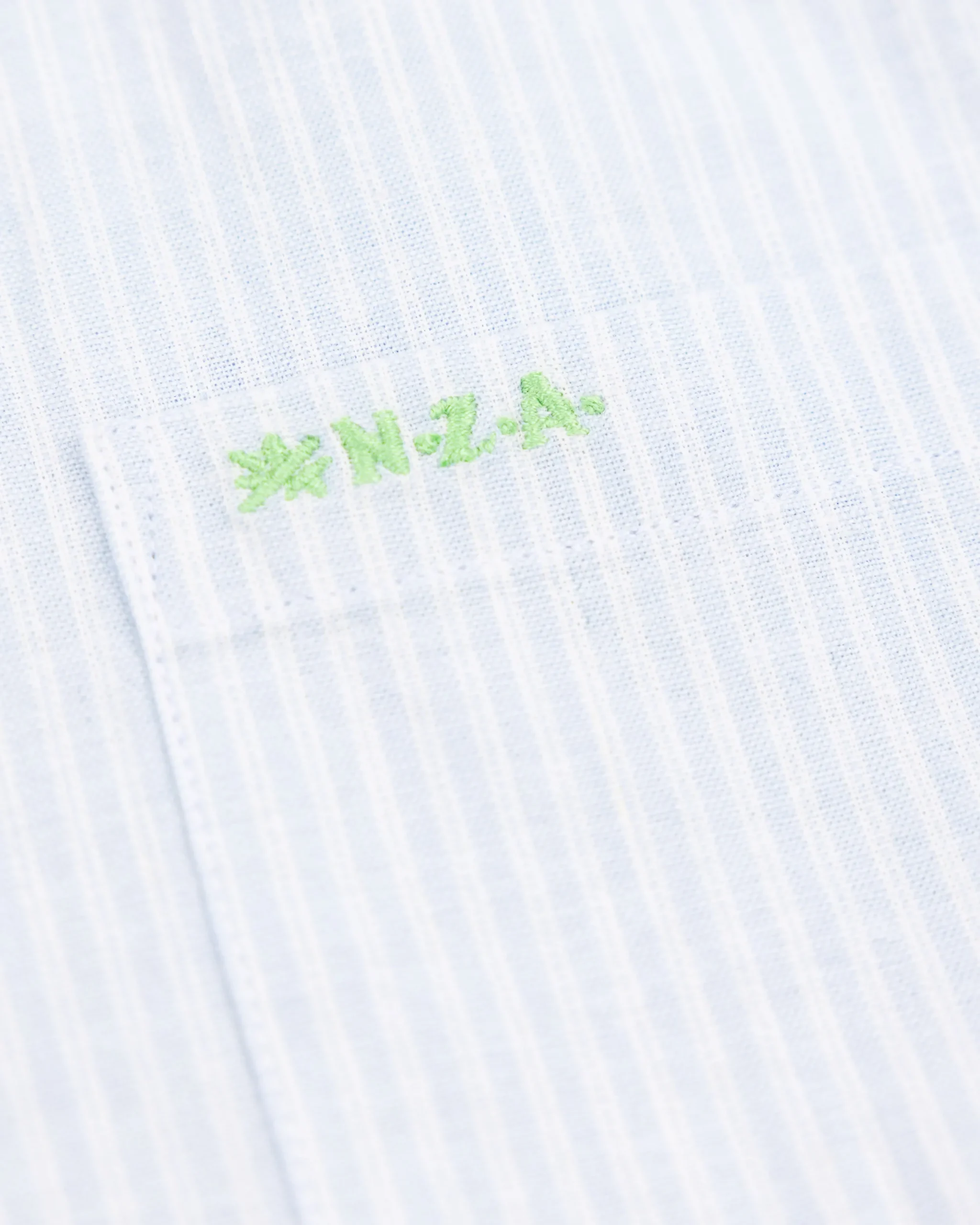 NZA New Zealand Auckland Pastelblauw gestreept linnen overhemd