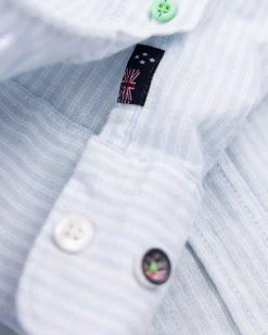 NZA New Zealand Auckland Pastelblauw gestreept linnen overhemd