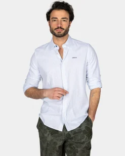 NZA New Zealand Auckland Pastelblauw linnen overhemd met elastaan