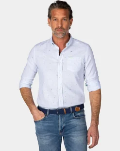 NZA New Zealand Auckland Pastelblauw overhemd met linnen