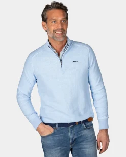 NZA New Zealand Auckland Pastelblauwe basis pullover met halve rits