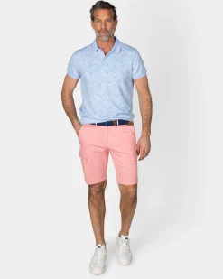 NZA New Zealand Auckland Pastelblauwe polo met bladprint