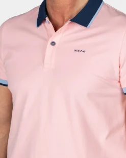 NZA New Zealand Auckland Pastelroze polo met blauwe kraag