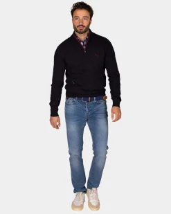 NZA New Zealand Auckland Pullover met halve rits in donkerblauw -