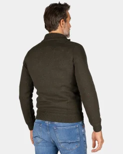 NZA New Zealand Auckland Pullover met halve rits in donkergroen -