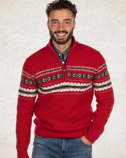 NZA New Zealand Auckland Pullover met halve rits van katoen en wol -