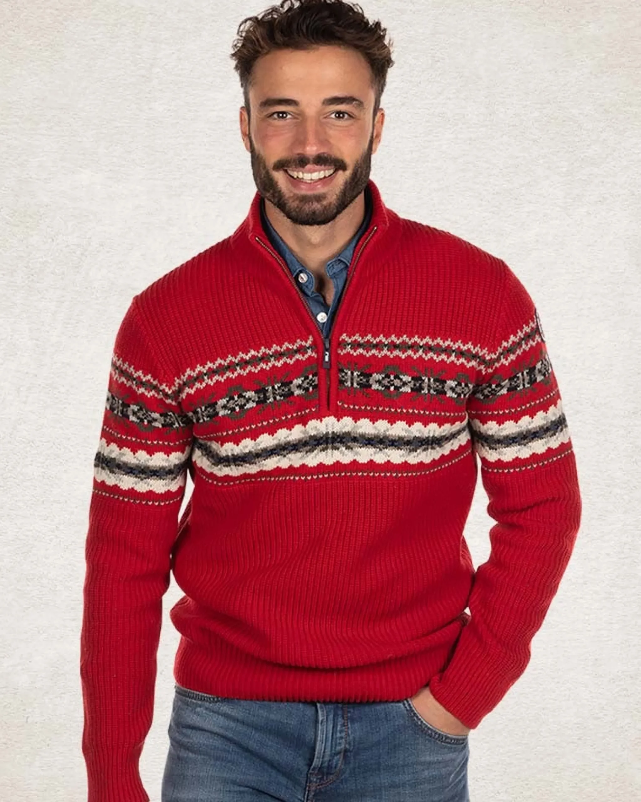 NZA New Zealand Auckland Pullover met halve rits van katoen en wol -