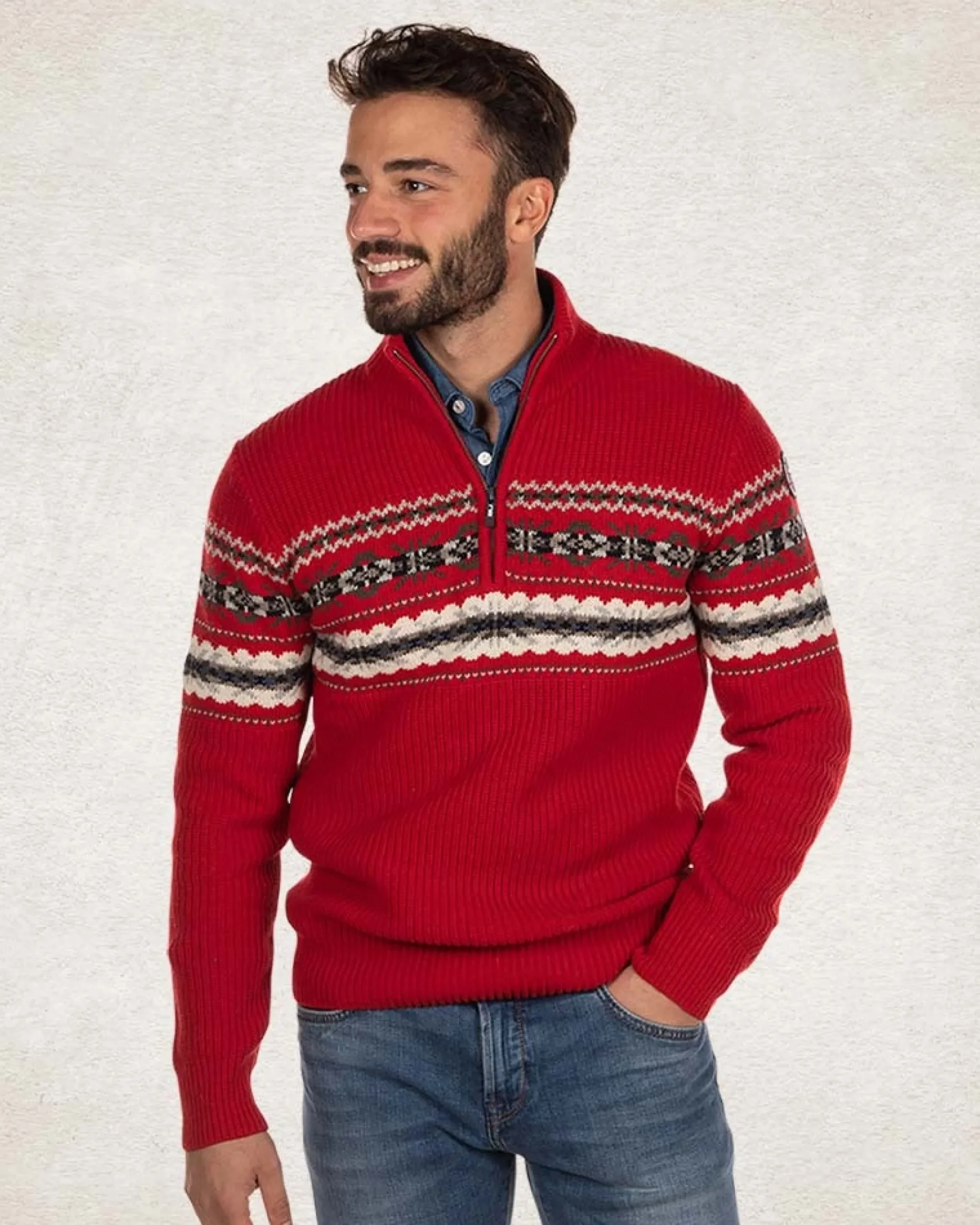 NZA New Zealand Auckland Pullover met halve rits van katoen en wol -