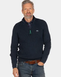 NZA New Zealand Auckland Ribgebreide blauwe trui Orauea -