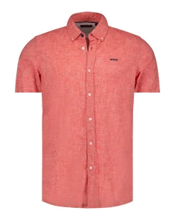 NZA New Zealand Auckland Rood katoen linnen overhemd met korte mouw