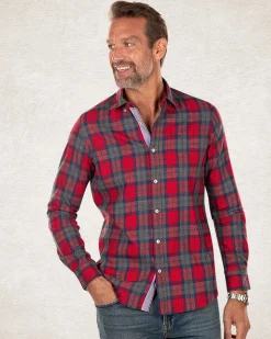 NZA New Zealand Auckland Rood met zwart katoenen overhemd -