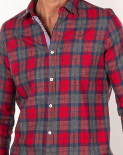 NZA New Zealand Auckland Rood met zwart katoenen overhemd -