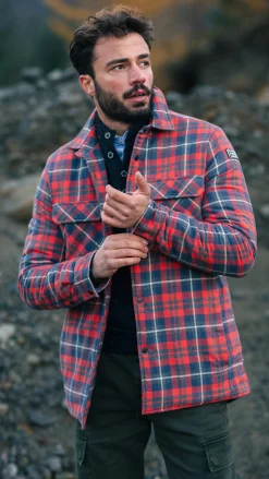 NZA New Zealand Auckland Roodgeruit flannellen gewateerd overhemd -