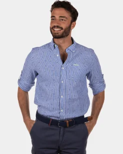 NZA New Zealand Auckland Rotonuiaha gestreept linnen overhemd -