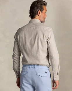 NZA New Zealand Auckland Taupe katoen linnen overhemd met lange mouw