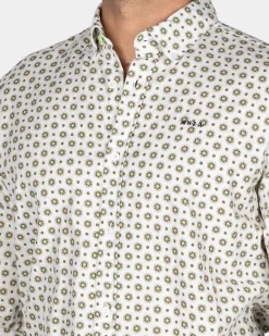 NZA New Zealand Auckland Wit overhemd met groene grafische print