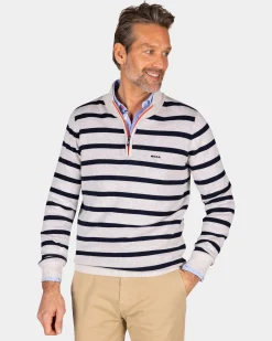 NZA New Zealand Auckland Witte katoenen trui met navy streep