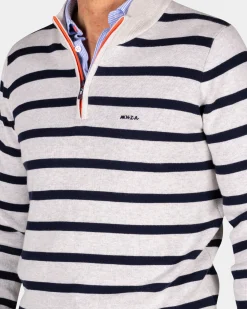 NZA New Zealand Auckland Witte katoenen trui met navy streep