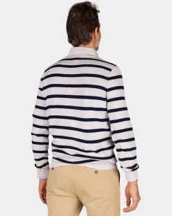 NZA New Zealand Auckland Witte katoenen trui met navy streep