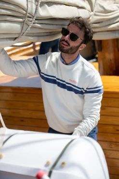 NZA New Zealand Auckland Witte sweater met blauwe streep -