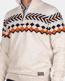 NZA New Zealand Auckland Witte trui met gebreid patroon -