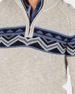 NZA New Zealand Auckland Zandkleurige gebreide katoenen pullover -