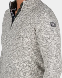 NZA New Zealand Auckland Zandkleurige katoenen trui met halve rits -